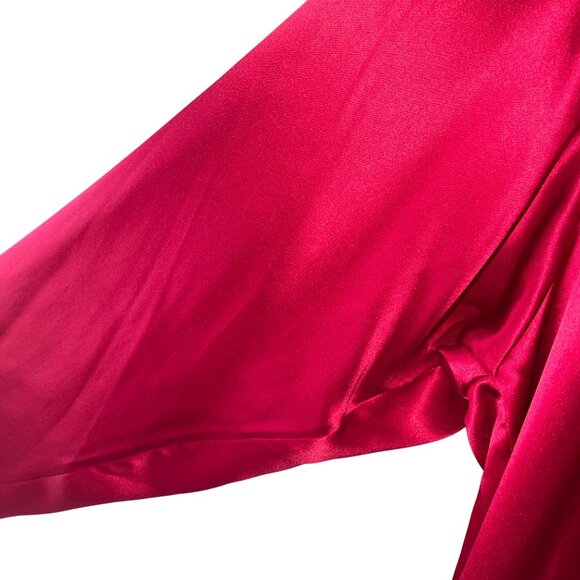 Morgan Taylor Womens Shirt Size 1X Red Fantasies Night V Neck Pure Silk New - Picture 9 of 11